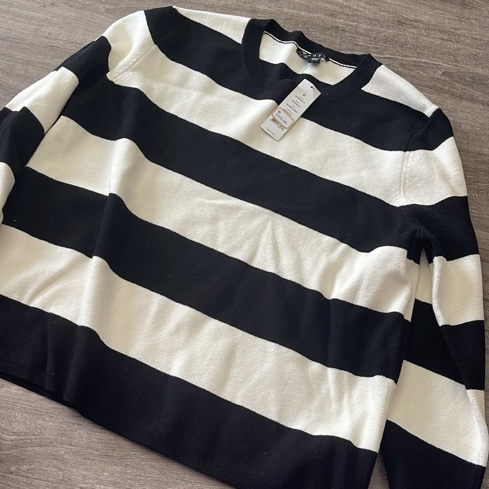 Women's Theory 'Prosecco' Crop Sweater Black/Ivory - Picture 5 of 6